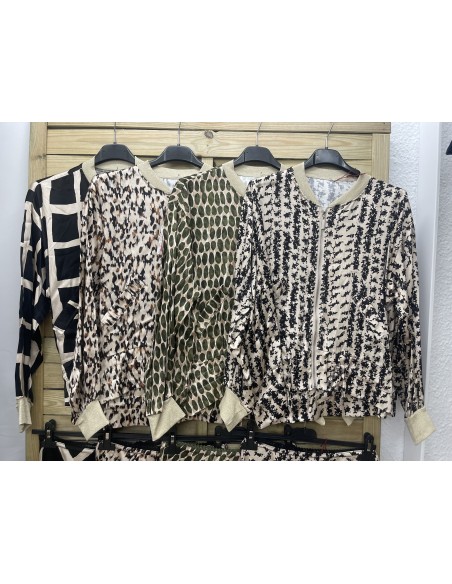 Bomber de saten estampada