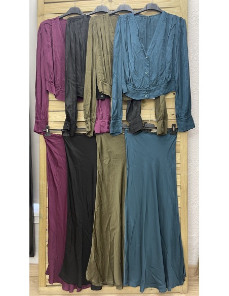 Camisa corta de satén con botones