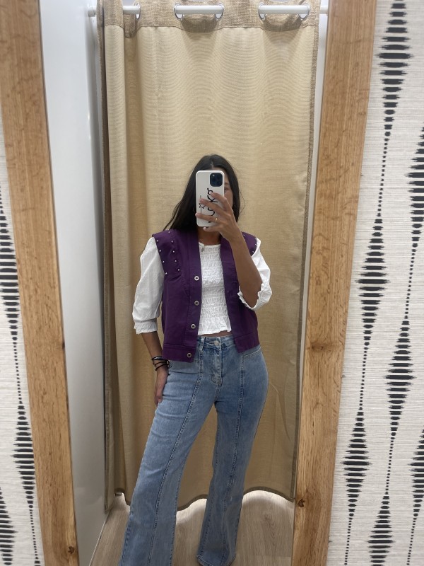 Chaleco doble fila tachas en hombros 2