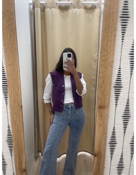 Chaleco doble fila tachas en hombros