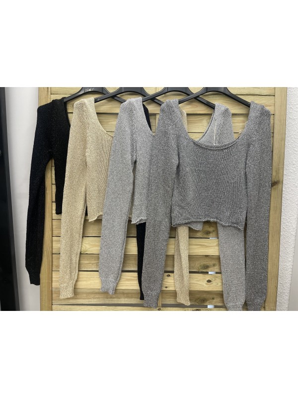 Top brillito escote cuadrado