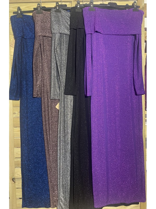 Vestido hombros brillo