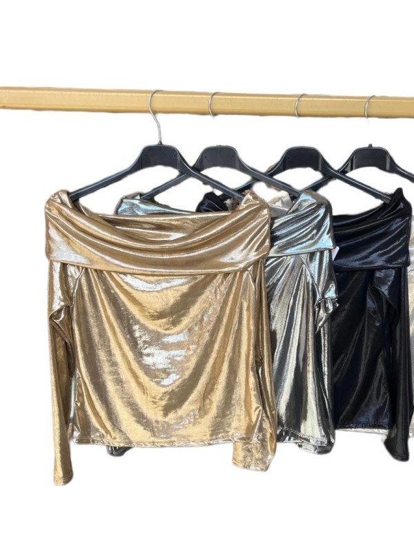 Top Metalizado Hombros Descubiertos