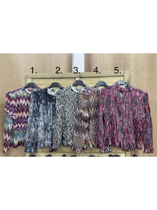 Camisa estampada fruncida de satén