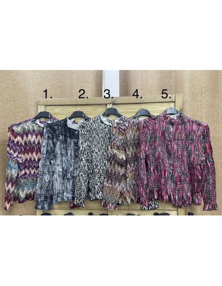 Camisa estampada fruncida de satén