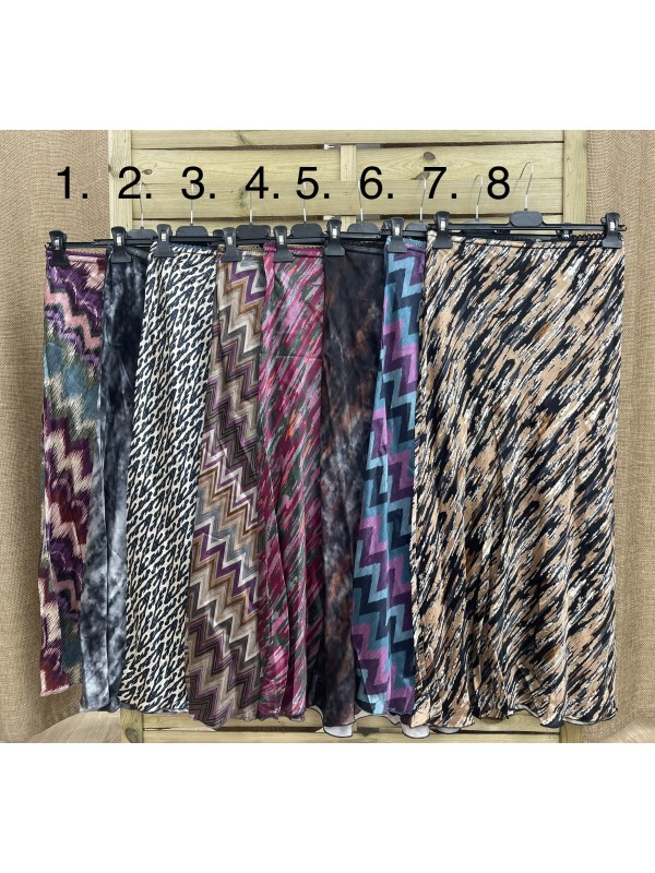 Falda estampada de satén mini puntilla