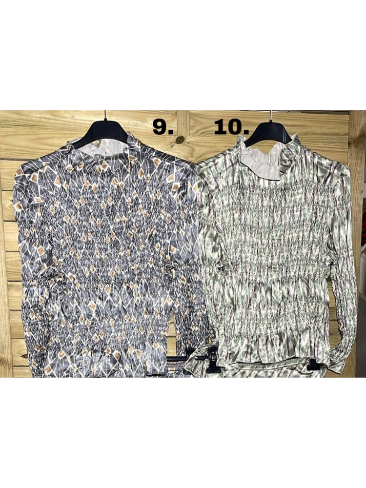 Camisa estampada fruncida de satén