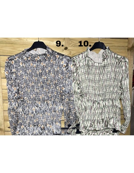 Camisa estampada fruncida de satén