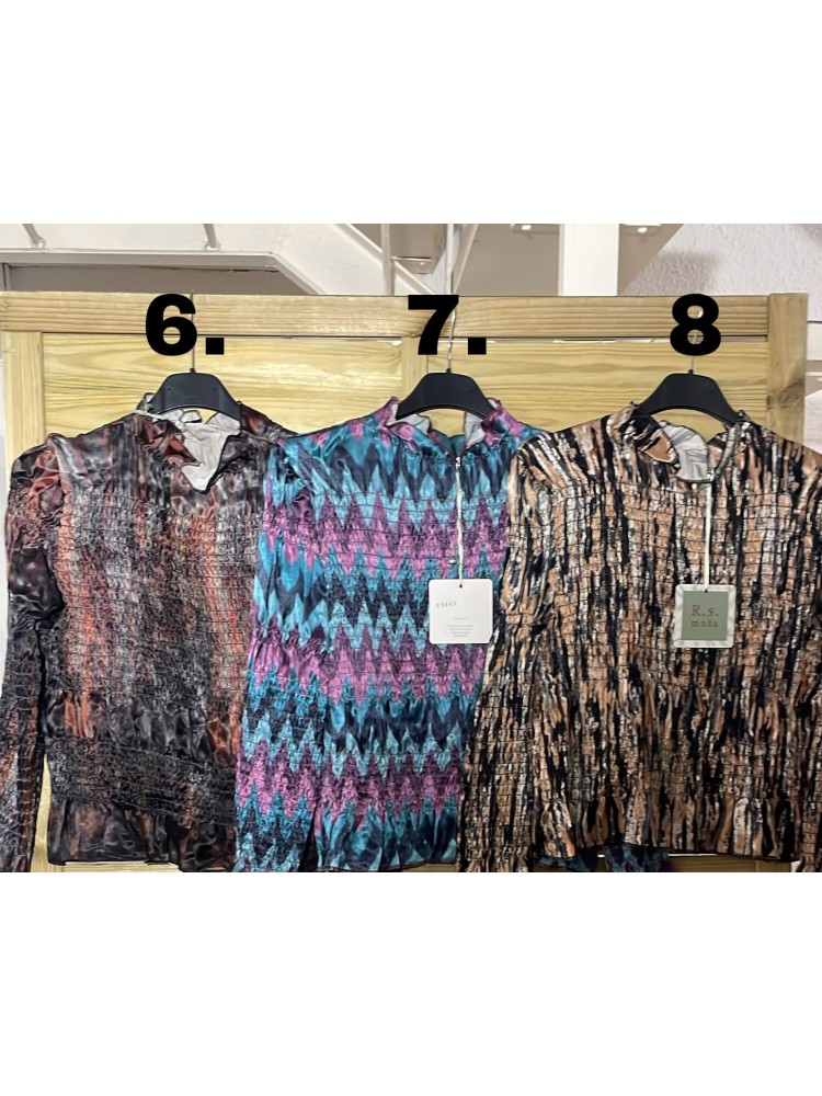 Camisa estampada fruncida de satén