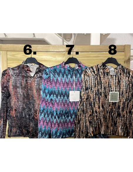 Camisa estampada fruncida de satén