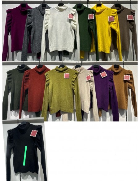 Jersey con cuello y volantito en hombros