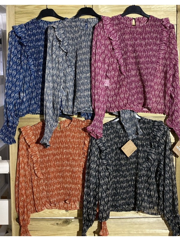 Camisa hojitas con doble volante