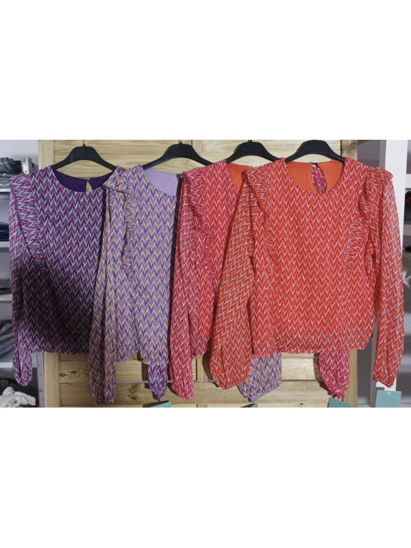 Camisa mini zig zag con volantitos