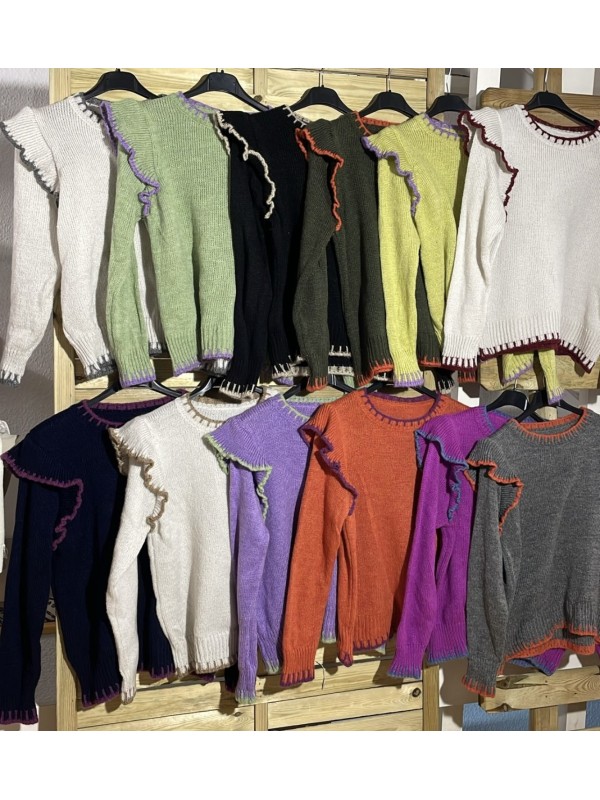 Jersey volantitos con bordes de color