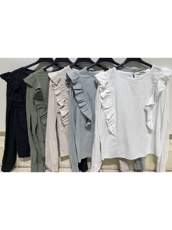 Camisa con doble volante vertical