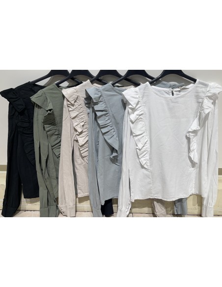 Camisa con doble volante vertical