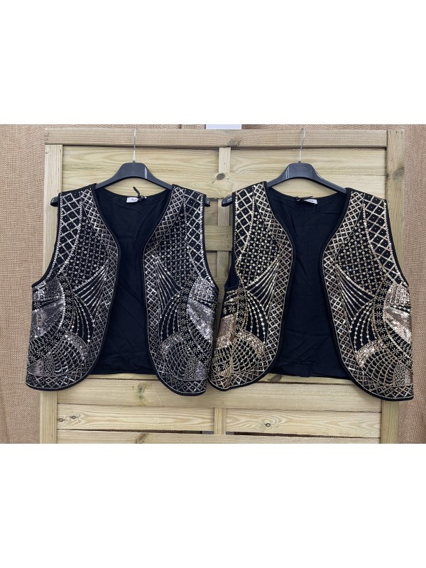 Chaleco negro piedrecitas y lentejuela
