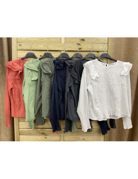 Camisa Fruncido Delantero Con Doble Volante