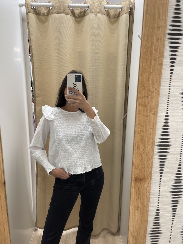 Camisa Fruncido Delantero Con Doble Volante 2