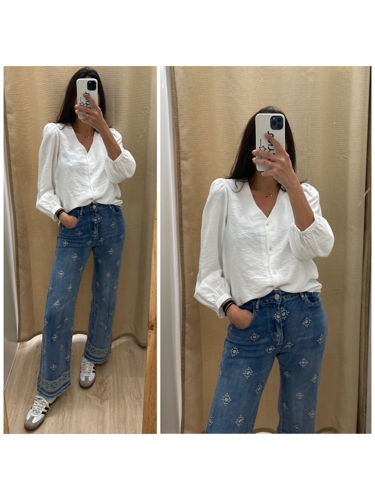 Jeans Culotte Bordado
