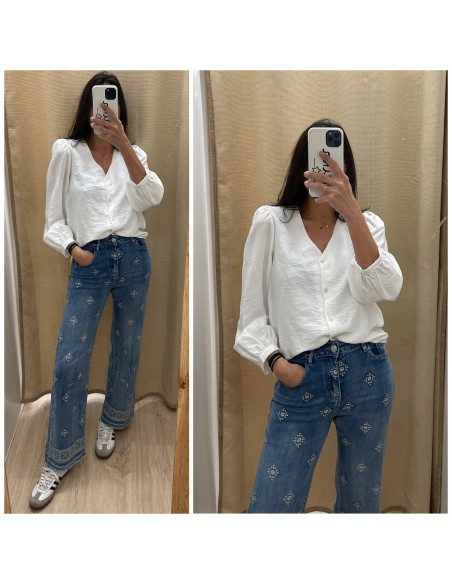 Jeans Culotte Bordado