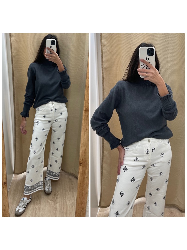 Jeans Culotte Bordado