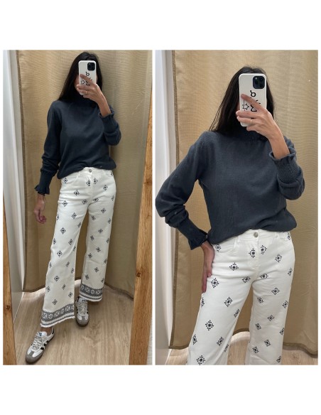 Jeans Culotte Bordado
