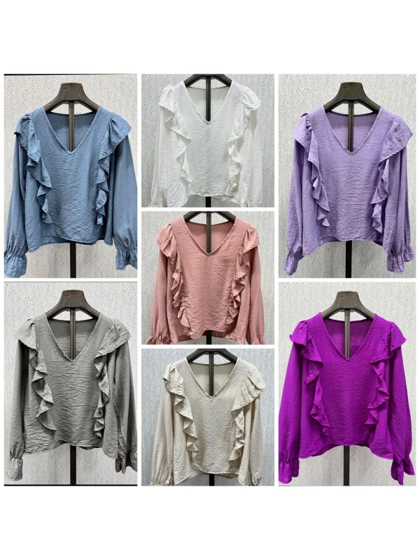 Camisa de pico con doble volante vertical