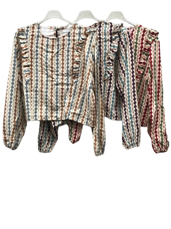 Camisa estampado bicolor con doble volante