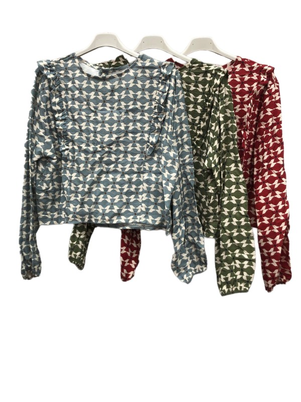 Camisa estampado lazos con doble volante