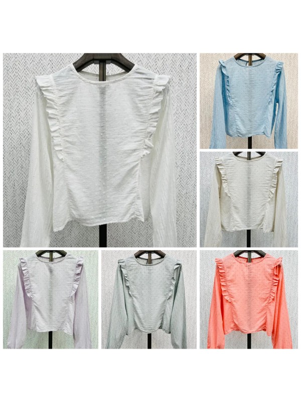 Camisa de plumeti con doble volante