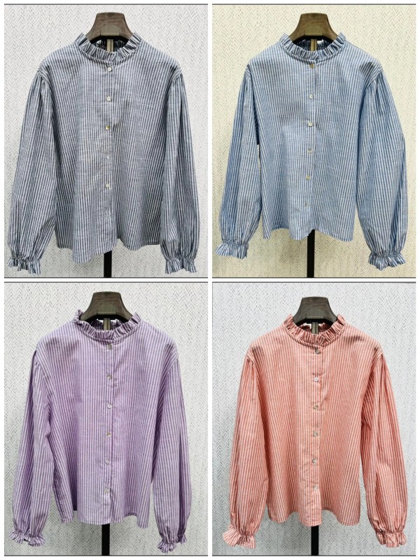 Camisa rayas volantito en cuello