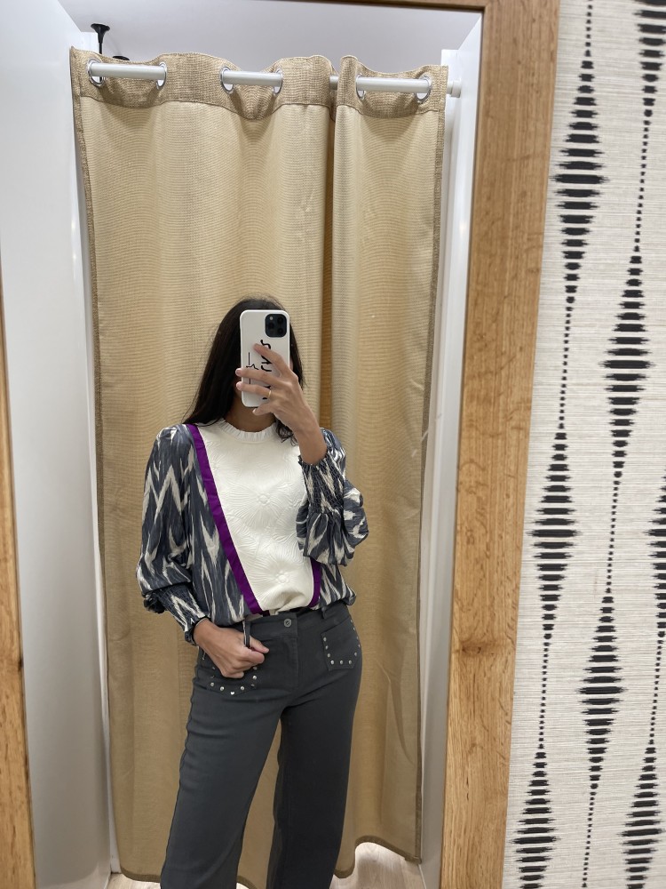 Camisa estampada con vivo en delantero buganvilla