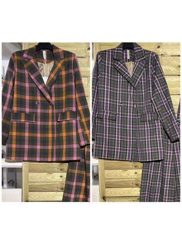 Chaqueta cruzada de cuadros