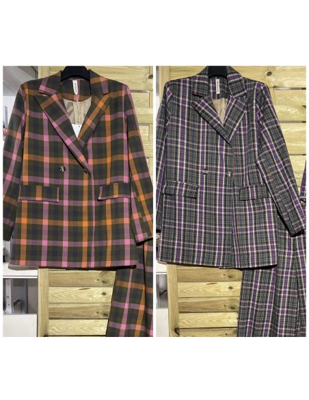 Chaqueta cruzada de cuadros