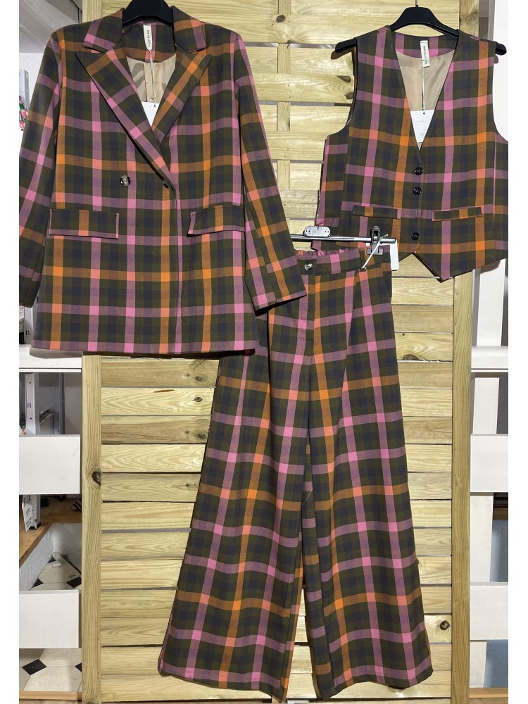 Chaqueta cruzada de cuadros