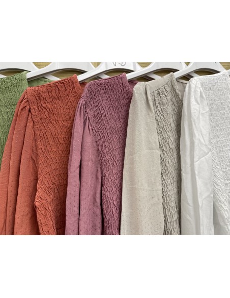 Camisa pecho fruncido y botones delanteros