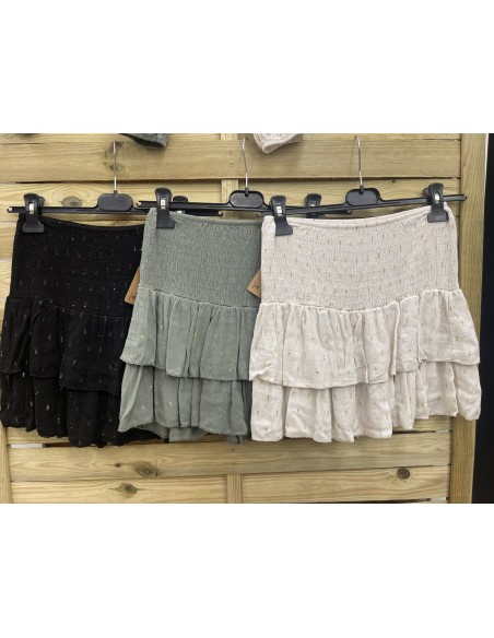 Falda/pantalon volantitos con pintas doradas