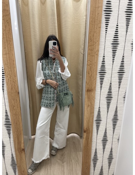 Bolso flecos mini de serraje con cadena