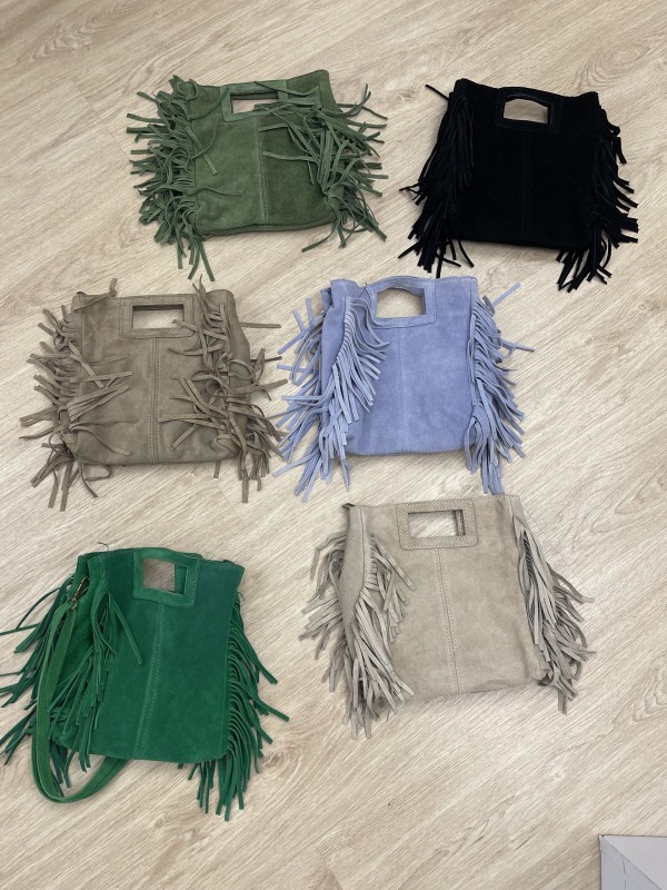 Bolso flecos de serraje