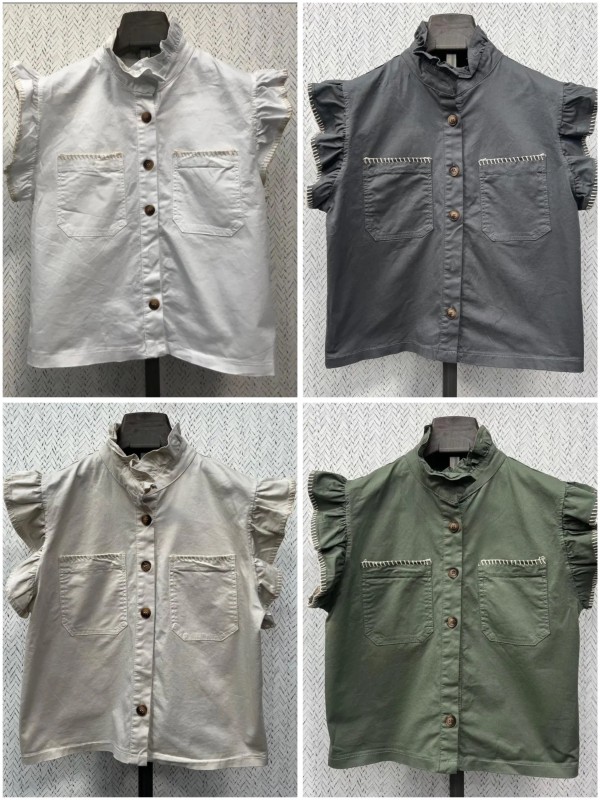 Chaleco pespuntes en sisa y bolsillos