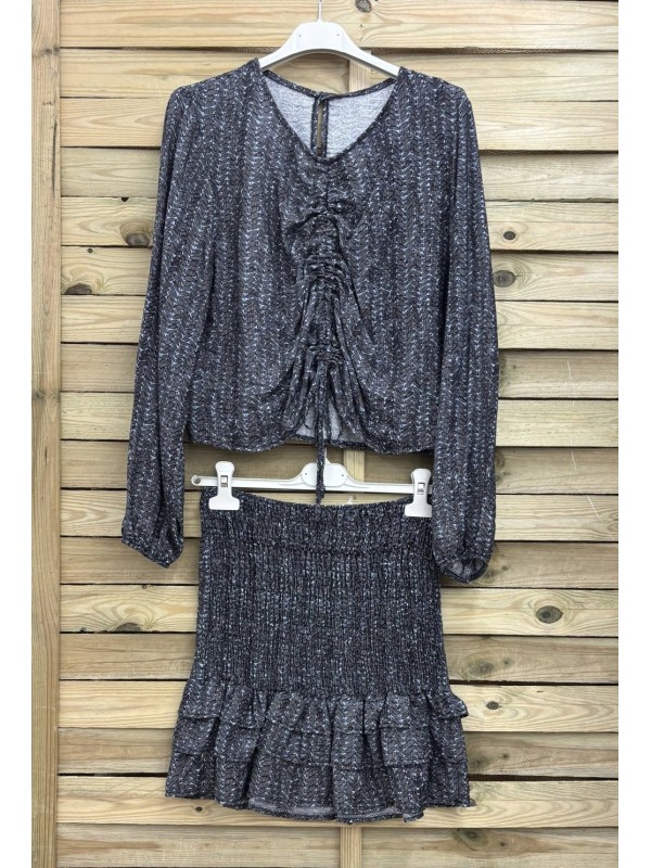 Falda doble volante mini hojitas