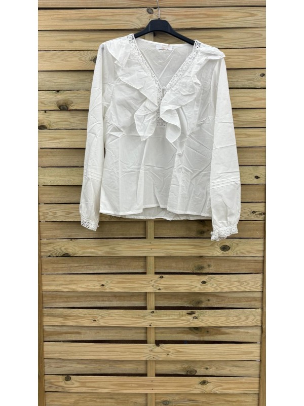 Camisa volante delantero y en pico