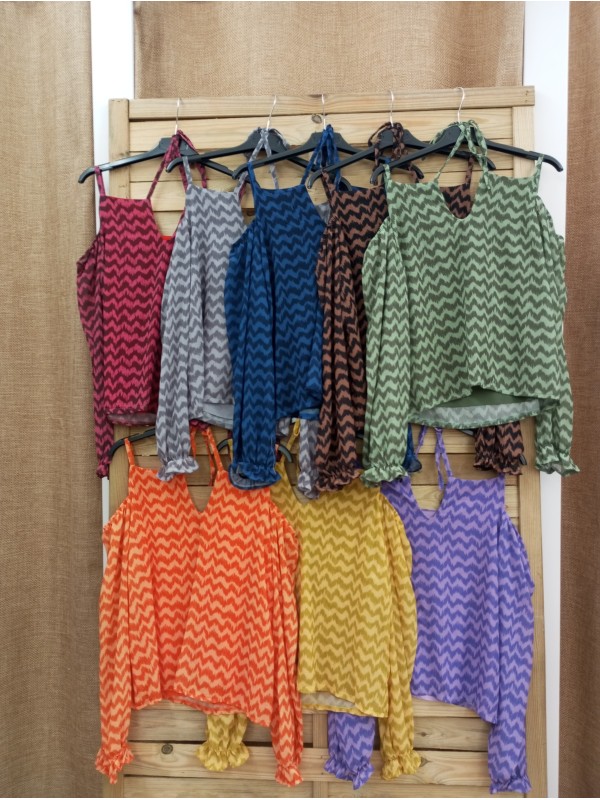 camisa zig zag escote cruzado