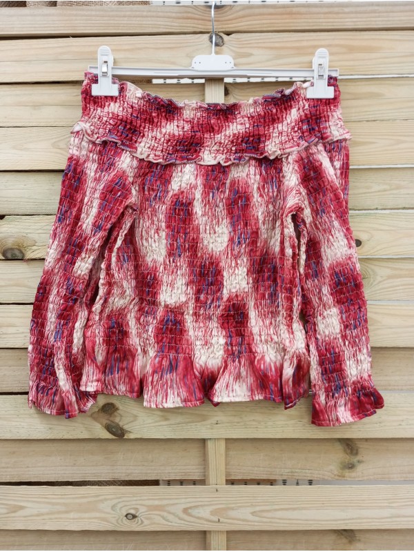 camisa fruncida estampado manchas