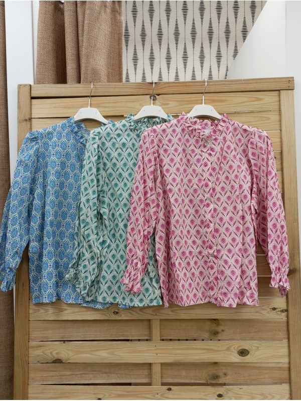 camisa con botones estampado gota