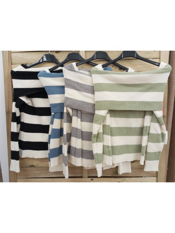 jersey hombros descubiertos rayas