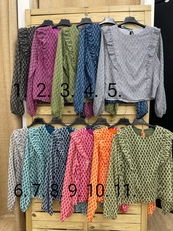 camisa rombitos doble volante