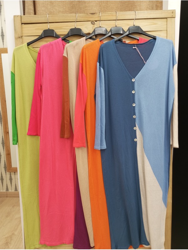 Rebeca larga con botones tricolor