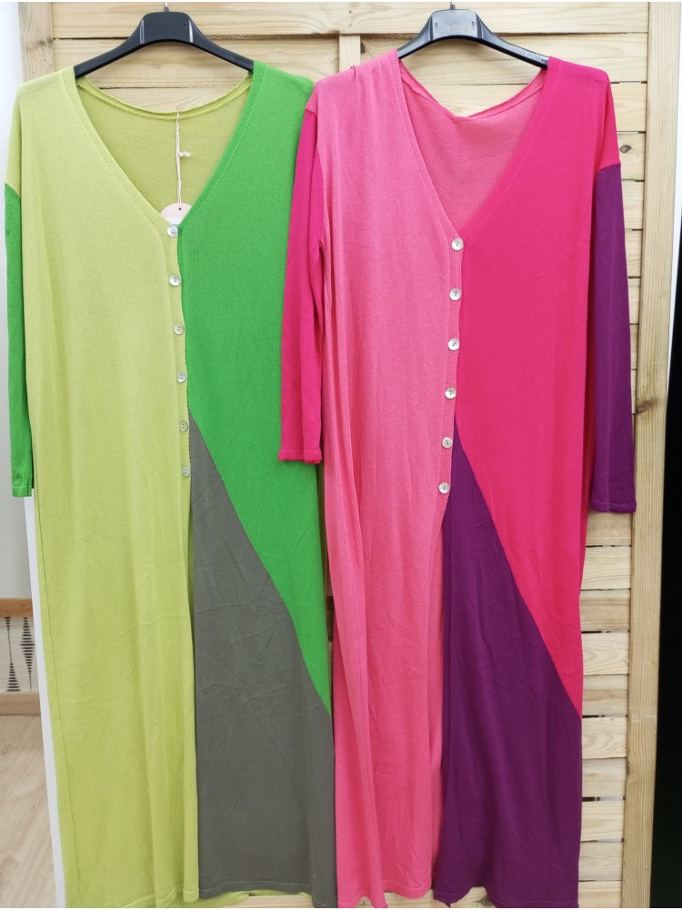 Rebeca larga con botones tricolor